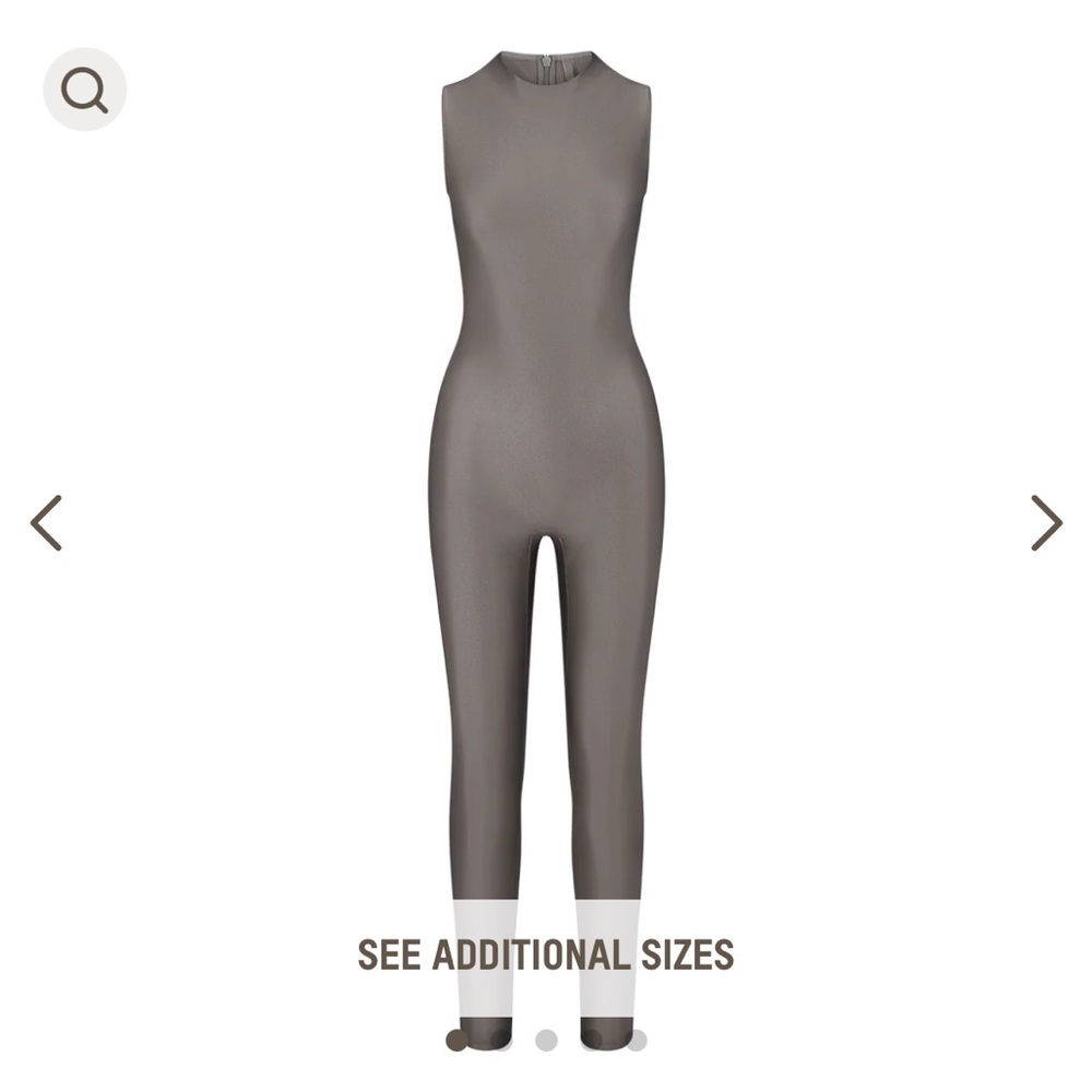 SHINE JERSEY MOCK NECK SLEEVELESS CATSUIT JUMPSUIT GREY CHALK